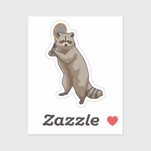 Racoon in Tennis met Tennis racket Sticker (Vel)