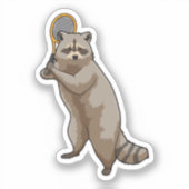Racoon in Tennis met Tennis racket Sticker (Voorkant)