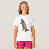Racoon in Tennis met Tennis racket T-shirt (Voorkant volledig)