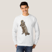 Racoon in Tennis met Tennis racket T-shirt (Voorkant volledig)