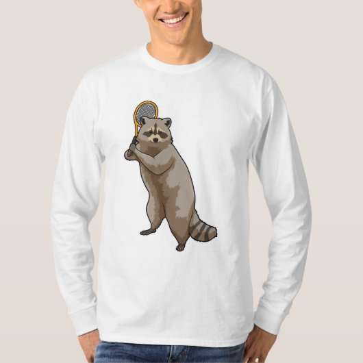 Racoon in Tennis met Tennis racket T-shirt (Voorkant)