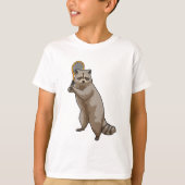 Racoon in Tennis met Tennis racket T-shirt (Voorkant)