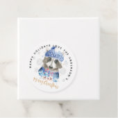 Racoon-kerstcadeautjes met blauwe Waterverf Bedankjes Labels (In situ)