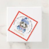 Racoon-kerstcadeautjes met blauwe Waterverf Bedankjes Labels (In situ)