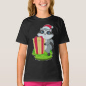 Racoon Kerstmis Kerstman hoed T-shirt (Voorkant)