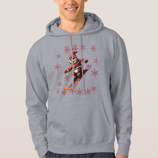 Racoon kerstskiën Hoodie (Voorkant)