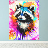 Racoon - Kleurrijke Racoon Schilderen Trash Panda Canvas Afdruk (Insitu (Houten vloer))
