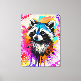 Racoon - Kleurrijke Racoon Schilderen Trash Panda Canvas Afdruk