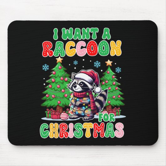 Racoon liefhebber Kerstmis Ik wil een wasbeer voor Muismat (Voorkant)