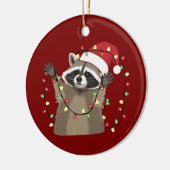 Racoon Lover Christmas Lights Animal Santa Hat  Keramisch Ornament (Links)