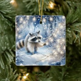 Racoon Magisch Betoverd Kerstbos Keramisch Ornament