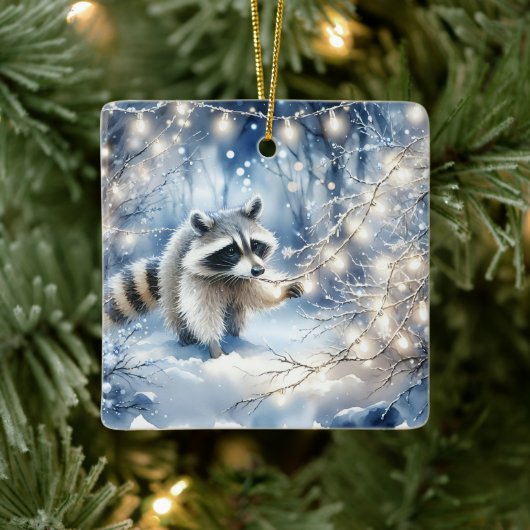 Racoon Magisch Betoverd Kerstbos Keramisch Ornament (Boom)