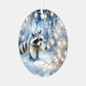 Racoon Magisch Betoverd Kerstbos Metalen Ornament (Voorkant links)
