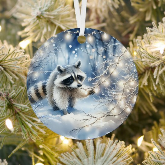 Racoon Magisch Betoverd Kerstbos Metalen Ornament (Insitu)