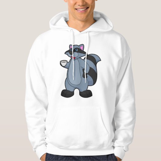 Racoon met beker koffie hoodie (Voorkant)