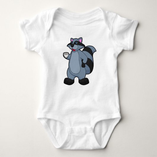 Racoon met beker koffie romper (Voorkant)