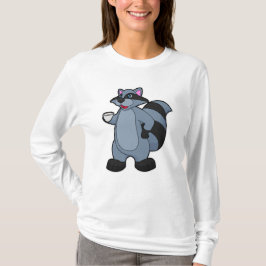 Racoon met beker koffie t-shirt