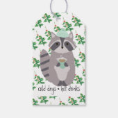 Racoon met hot Drink Cadeaulabel (Voorkant)