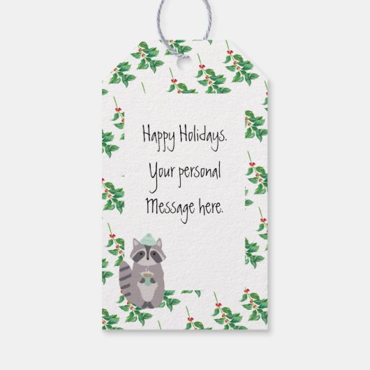 Racoon met hot Drink Cadeaulabel (Achterkant)