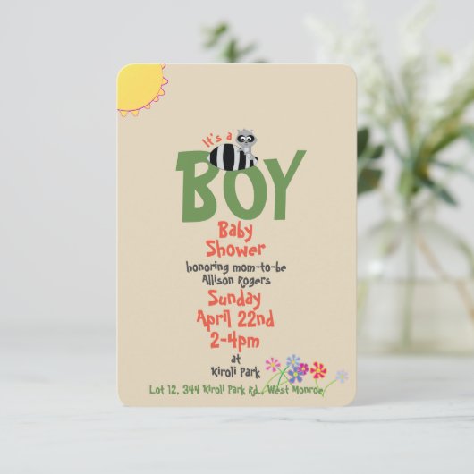 Racoon met Squirrel Boy Baby Shower-uitvindingen Kaart (Staand voorkant)