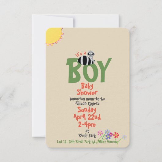 Racoon met Squirrel Boy Baby Shower-uitvindingen Kaart (Voorkant)