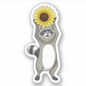Racoon met zonnebloem sticker (Voorkant)