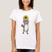 Racoon met zonnebloem t-shirt (Voorkant)