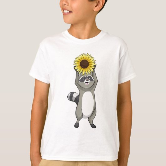 Racoon met zonnebloem t-shirt (Voorkant)