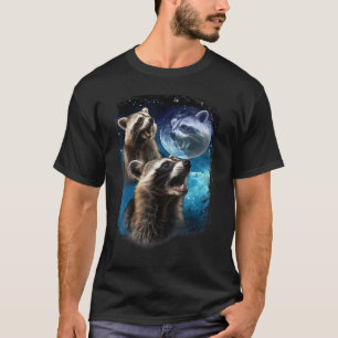 Racoon Moon huilen bij de 3 Funny Racoons he T-shirt