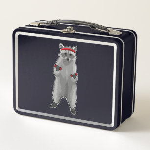 Racoon op fitness met paraplu