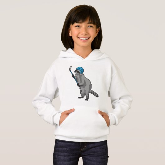 Racoon op IJshockey met ijshockeystick (Voorkant volledig)