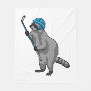 Racoon op IJshockey met ijshockeystick Fleece Deken