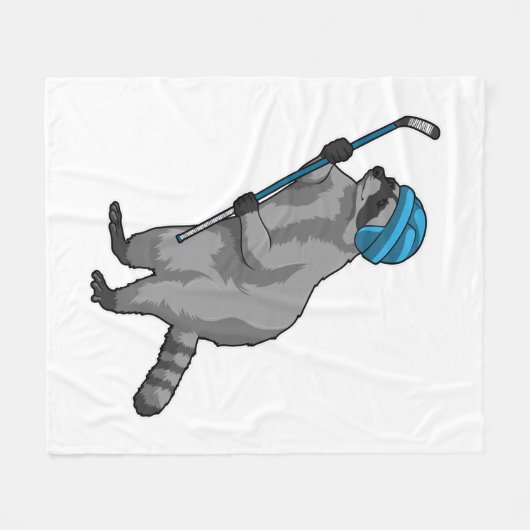 Racoon op IJshockey met ijshockeystick Fleece Deken (Voorkant (Horizontaal))