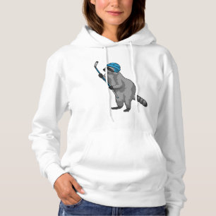 Racoon op IJshockey met ijshockeystick Hoodie