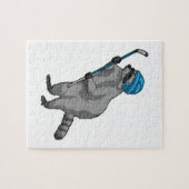 Racoon op IJshockey met ijshockeystick Legpuzzel (Horizontaal)