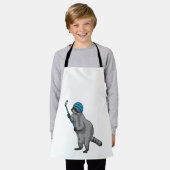 Racoon op IJshockey met ijshockeystick Schort (Gedragen)