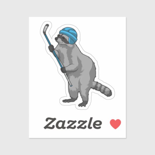 Racoon op IJshockey met ijshockeystick Sticker (Vel)