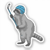 Racoon op IJshockey met ijshockeystick Sticker (Voorkant)