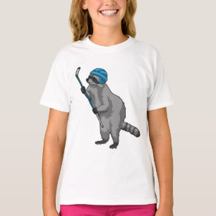 Racoon op IJshockey met ijshockeystick T-shirt