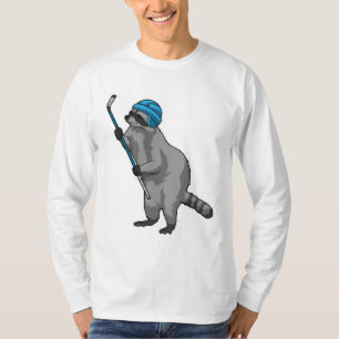 Racoon op IJshockey met ijshockeystick T-shirt