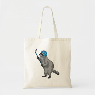 Racoon op IJshockey met ijshockeystick Tote Bag