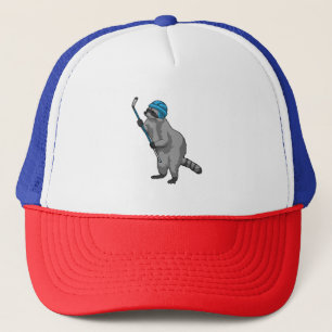 Racoon op IJshockey met ijshockeystick Trucker Pet