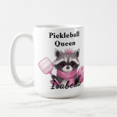 Racoon Pink Pickleball Queen Mug Koffiemok (Links)
