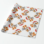 Racoon Santa Christmas Cadeaupapier (Uitgerold)
