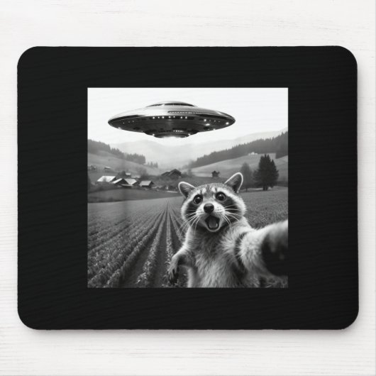 Racoon Selfie With Alien Ufo Funny Racoon Alien Bi Muismat (Voorkant)