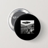 Racoon Selfie With Alien Ufo Funny Racoon Alien Bi Ronde Button 5,7 Cm (Voorkant /achterkant)
