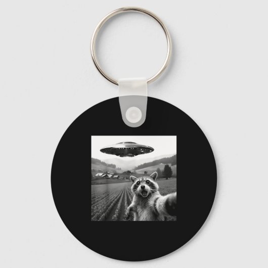 Racoon Selfie With Alien Ufo Funny Racoon Alien Bi Sleutelhanger (Voorkant)