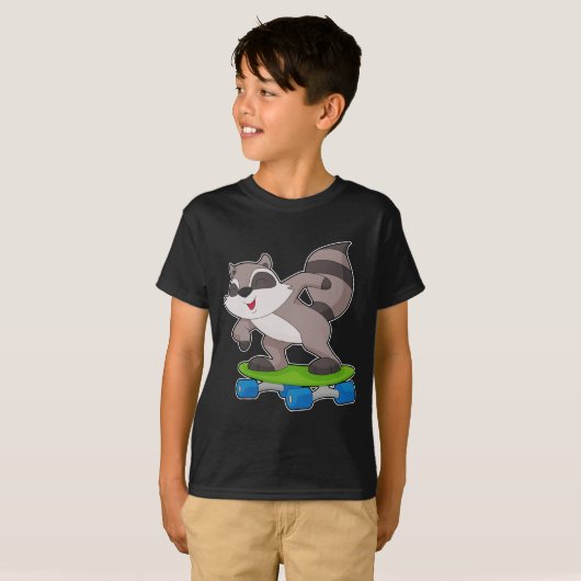 Racoon Skateboard Sport T-shirt (Voorkant volledig)