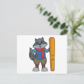 Racoon Skier Ski Briefkaart (Staand voorkant)