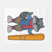 Racoon Skier Ski Fleece Deken (Voorkant (Horizontaal))